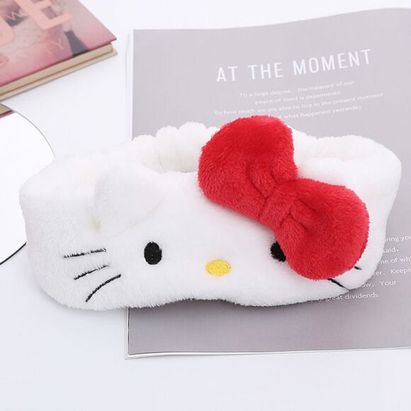 Hello Kitty Plush Face Wash Make-up Face Cream Plush Elastic Non-Slip Headband - Picture 2 of 6
